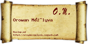 Orowan Mályva névjegykártya
